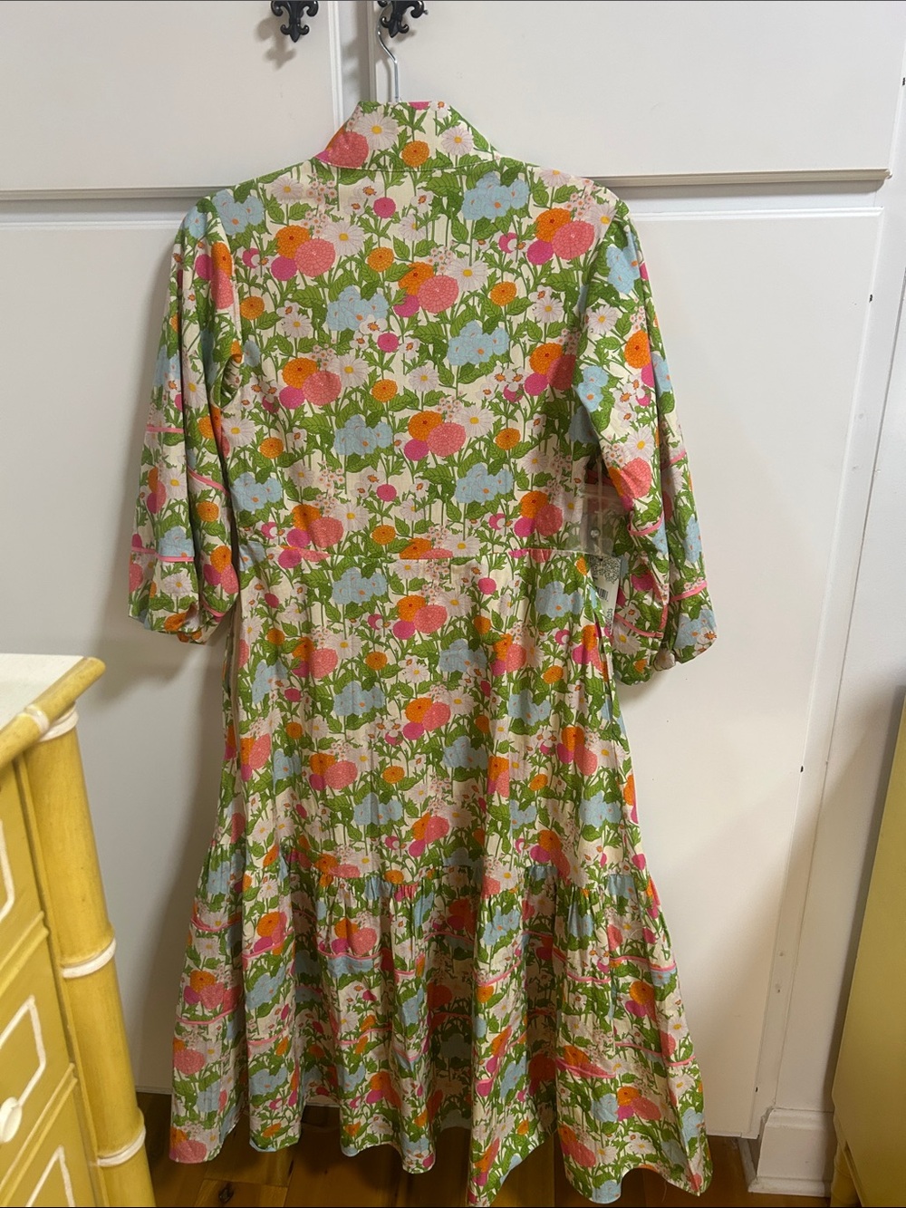 Tuckernuck Hyacinth House Floral Cotton Midi Dress in Pink & Green NWT XS - Picture 6 of 11